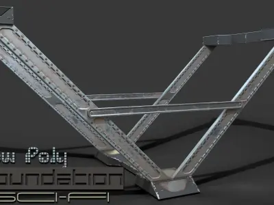 sci fi bridge foundation - Cyberpunk kit Low-poly 3D model