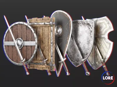 Medieval Collection Weapons Swords and Shields 3D Model Pack
