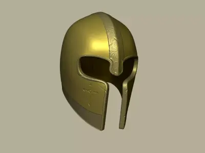 Golden Crusader Helmet - Character Design Low-poly 3D model