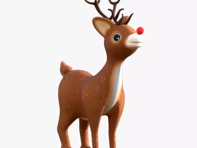 Cartoon Reindeer Low-poly 3D model