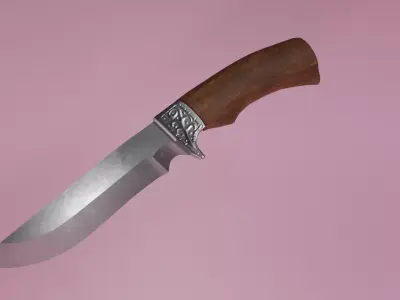 Hunting knife Low-poly 3D model 8