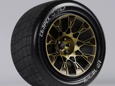 Custom wheel with racing tires 3D model