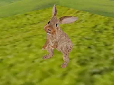 Low Poly Rabbit in grassy field Low-poly 3D model