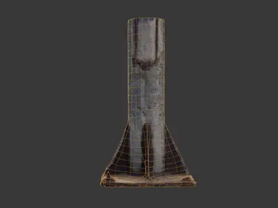 Old Industrial Concrete Support Column Low-poly 3D model