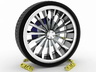 ORTAS CAR WHEEL RIM 140 GAME READY WHEEL RIM TIRE 3D model