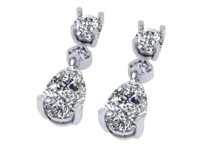 Pear And Round Stone Earring 3D print model purchase