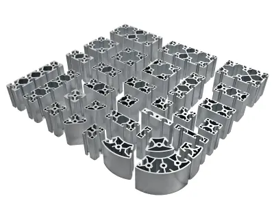 Industrial aluminum profiles 3D model