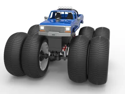 Vintage Monster Truck with double wheels Scale 1 to 25 3D print model purchase