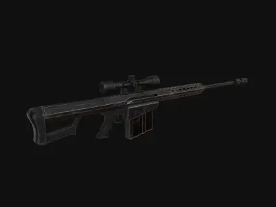 Gun m82b Game Ready PBR Textures 3D model Low-poly 3D model