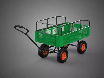PLASTIC CRATE BED RAILS FENCE CAGE TROLLEY CART UTILITY TRUCK 4W 3D model