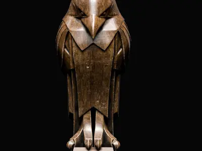 Eagle Bird Statue Sculpture Stylized Art Low-poly 3D model