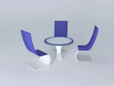 3taable three chairs and table Free 3D model