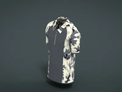 Military Outfit - T-shirt Low-poly 3D model 6