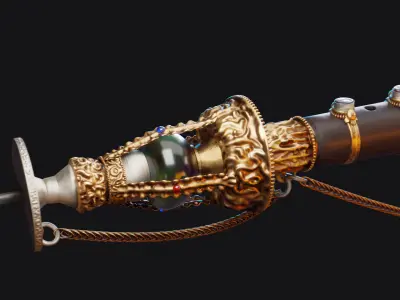 Gyaling Chinese Flute Instrument Low-poly 3D model