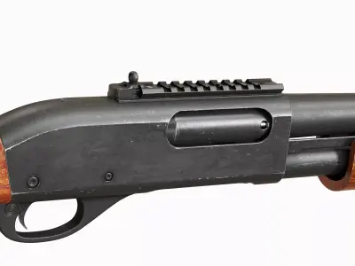 Remington 870 Wood Shotgun Tactical Low-poly 3D model