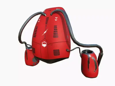 Jetpack I04 Red Black - SciFi Character Design Low-poly 3D model