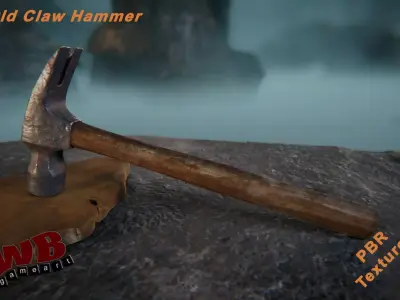 Old Claw Hammer Low-poly 3D model