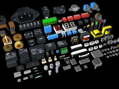 Electronic Components for circuit board 3D model