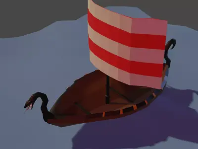 low poly ship viking Free low-poly 3D model
