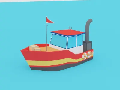 POLYGRUNT - Low Poly Boat or  Water Craft  or Sea Vehicle  Free low-poly 3D model