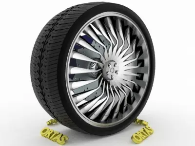 ORTAS CAR WHEEL RIM 76 GAME READY WHEEL RIM TIRE 3D model