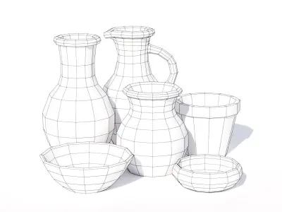 Clay Containers Low-Poly 3d models Low-poly 3D model