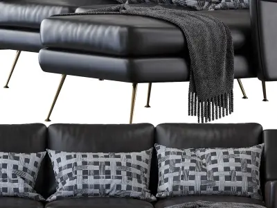 Carlo Mid-Century 2-Piece Chaise Sectional 3D model