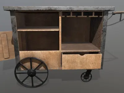 Industrial Service Food Cart Low-poly 3D model