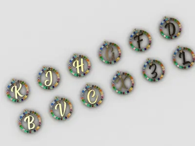  Letters pendants Low-poly 3D model