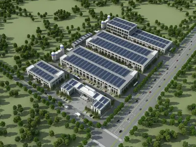 Industrial buildings factories industrial parks 3D model buy