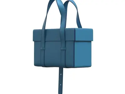 Blue Leather Box Tote Bag 3D model