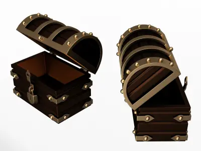 Chest Treasure Opened Low-poly 3D model