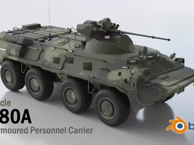 BTR 80A Armored Personnel Carrier Free low-poly 3D model