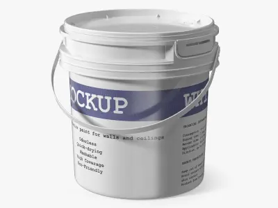 Mockup Plastic Paint Bucket White 3D model