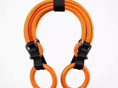 Orange Gymnastic Rings with Rope 3D model