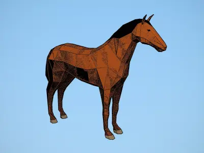 Lowpoly horse polygonal Low-poly 3D model