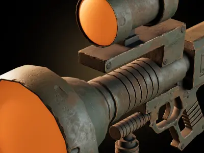 Retro Sci-Fi Plasma Gun Game-Ready 3D Model Low-poly 3D model