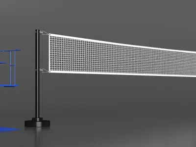 Volleyball Grid with Referee Tower 3D model