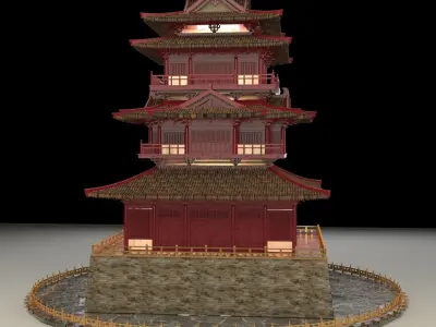 Chinese ancient house  3D model 11