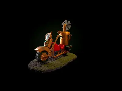 Steampunk Motorcycle 3D model