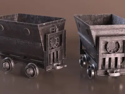Worn Mine Wagon Black 3D model