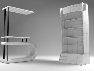 Exhibition sale and info stand Low-poly 3D model