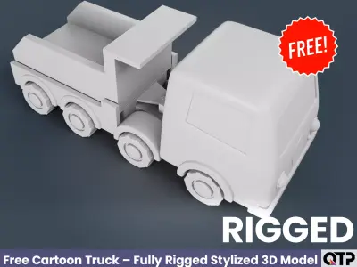 Free Cartoon Truck - Fully Rigged Stylized 3D Model Animation Free low-poly 3D model