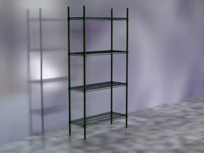 Wire Shelves - 36 inches X 14 inches X 72 inches in green epoxy Low-poly 3D model