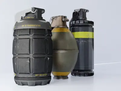 Grenades pack - 3  -3D LOWPOLY Models Low-poly 3D model