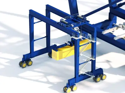 Professional Port Container Terminal Equipment Pack Low-poly 3D model