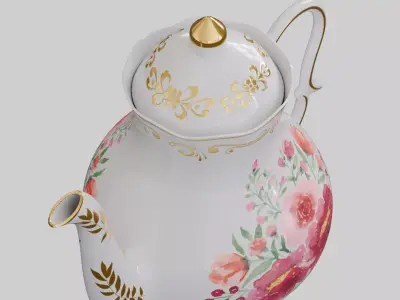 Vintage teapot Low-poly 3D model