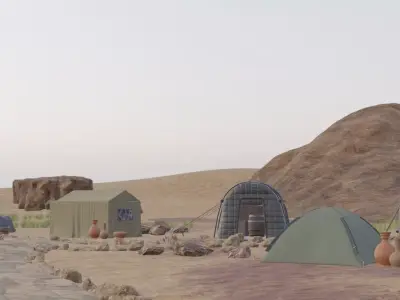 Desert Settlement Aerial View 3D model