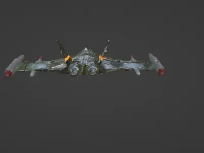 Jet Aircraft Military aircraft metallic with weapon 3D model