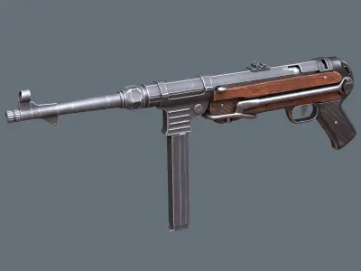 MP40 Submachine Gun Germany World War 2 Low-poly 3D model